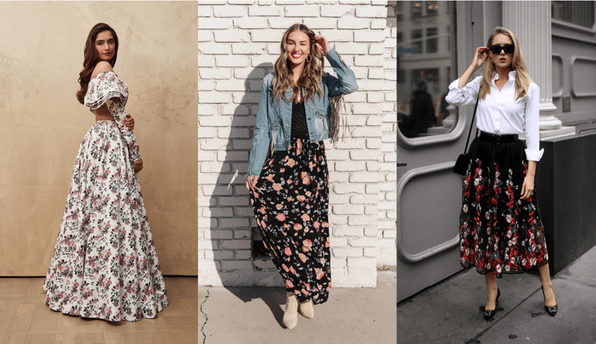 กระโปรงยาวลายดอก