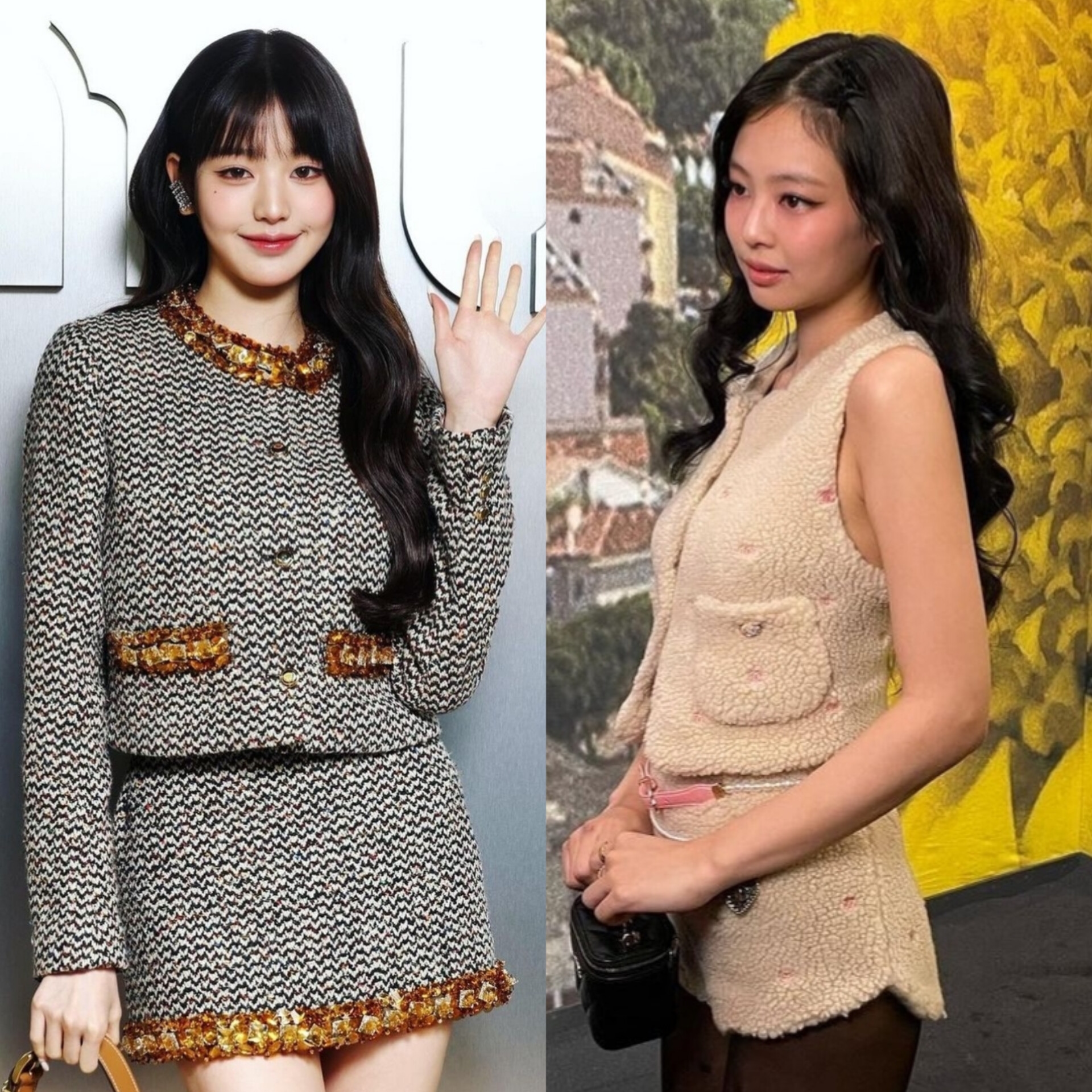 Jennie BLACKPINK and Wonyoung IVE ar Paris Fashion Week
