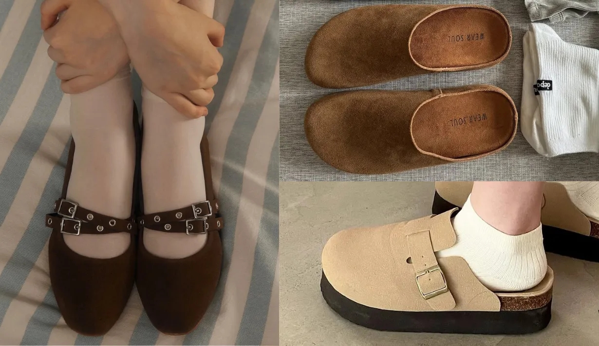 รองเท้าสีน้ำตาล